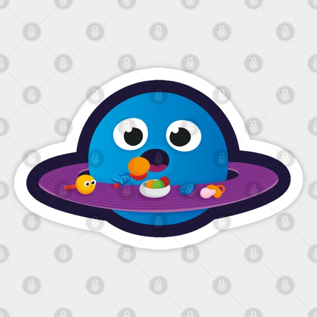 Baby Saturn breakfast Sticker by marvandraw